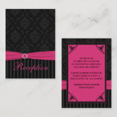 Roze, Grijs, Zwart Damast Gestreepte Behuizing Kaa Informatiekaartje (Voorkant / Achterkant)