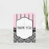 Roze, grijs, zwart, damast, polka stip, streep aankondiging (Voorkant)