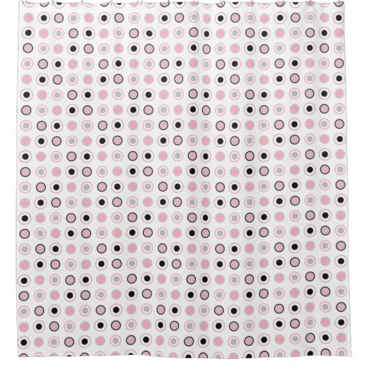 Roze, grijs, zwart en wit douchegordijn (Voorkant)