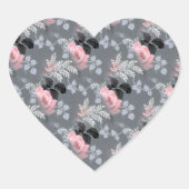  Roze Grijs Zwart Roos Hart Sticker (Voorkant)
