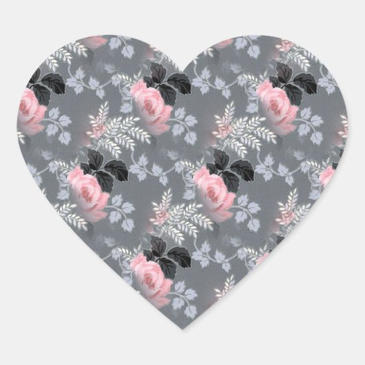  Roze Grijs Zwart Roos Hart Sticker (Voorkant)