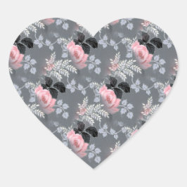  Roze Grijs Zwart Roos Hart Sticker