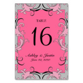 Roze Grijs Zwart Wervelingen Trouwtafel Nummer Kaa Kaart (Achterkant)