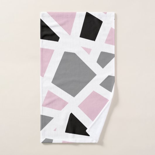 Roze Grijs Zwart Wit Abstract Geometrisch Bad Handdoek (Handdoek)