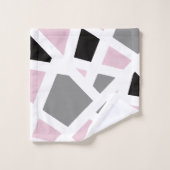 Roze Grijs Zwart Wit Abstract Geometrisch Bad Handdoek (Wasdoekje)