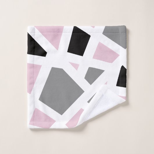 Roze Grijs Zwart Wit Abstract Geometrisch Bad Handdoek (Wasdoekje)