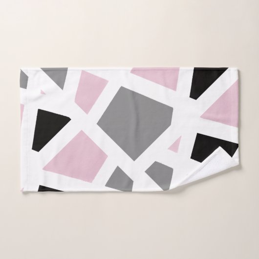 Roze Grijs Zwart Wit Abstract Geometrisch Bad Handdoek (Handdoek)