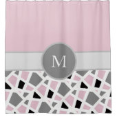 Roze Grijs Zwart Wit Abstract Geometrisch Block Douchegordijn (Voorkant)