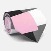 Roze Grijs Zwart-Wit Geometrisch Patroon Stropdas (Opgerold)