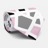 Roze grijs Zwart Wit Geometrisch Stropdas (Opgerold)
