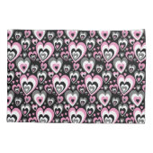 Roze Grijs Zwarte Hartjes Patroon. Kussensloop (Achterkant)