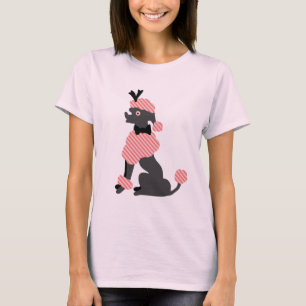 Roze grijze 70s-hond t-shirt