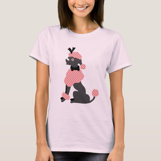 Roze grijze 70s-hond t-shirt (Voorkant)