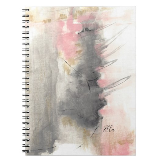 Roze, grijze Abstracte, moderne, geverfde kunst Notitieboek (Voorkant)