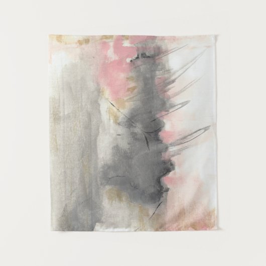 Roze, grijze Abstracte, moderne, geverfde kunst Wandkleed (Voorkant)