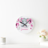 Roze grijze acrylwandklok, rond (medium ronde klok (Huis)