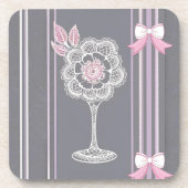 Roze & Grijze AI kunst Bier Onderzetter (Voorkant)