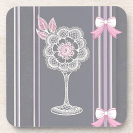 Roze & Grijze AI kunst Bier Onderzetter