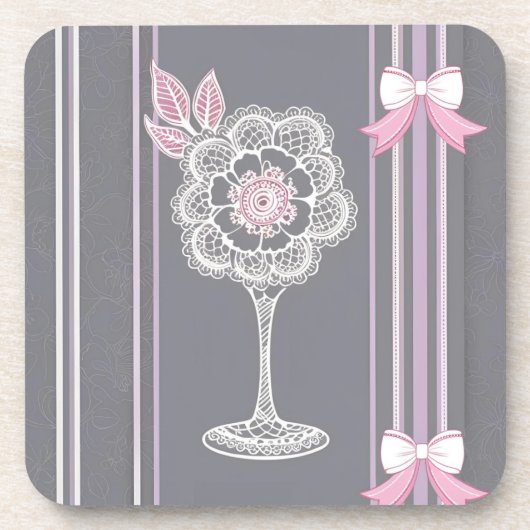 Roze & Grijze AI kunst Bier Onderzetter (Voorkant)