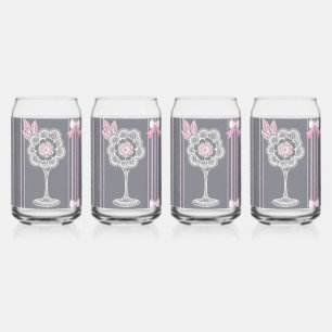 Roze & Grijze AI kunst Blikvorm Glas