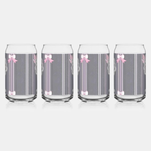 Roze & Grijze AI kunst Blikvorm Glas (Links)