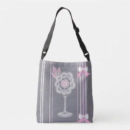 Roze & grijze AI-kunst Crossbody Tas