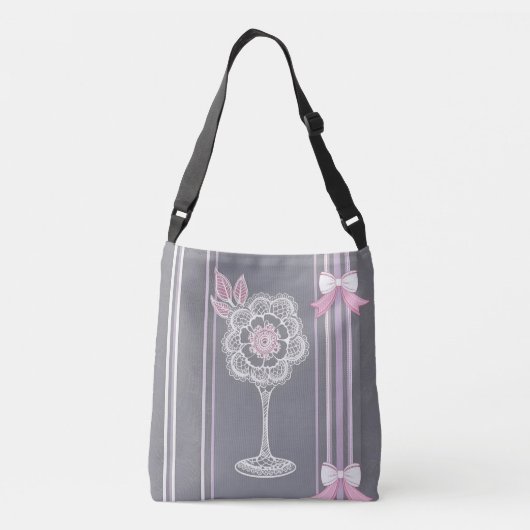 Roze & Grijze AI kunst Crossbody Tas (Achterkant)