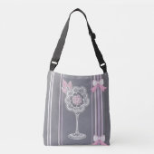 Roze & Grijze AI kunst Crossbody Tas (Voorkant)