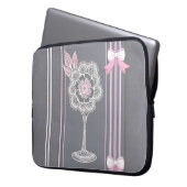 Roze & grijze Ai-kunst Laptop Sleeve (Voorkant Links)