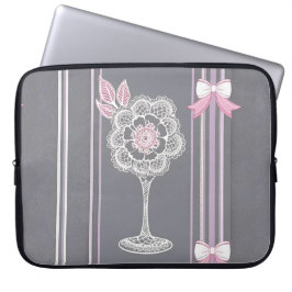 Roze & grijze Ai-kunst  Laptop Sleeve