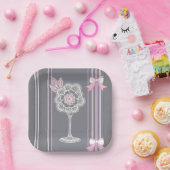 Roze & Grijze AI kunst Papieren Bordje (Feest)