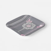 Roze & Grijze AI kunst Papieren Bordje (Gebogen)