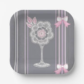 Roze & Grijze AI kunst Papieren Bordje (Voorkant)