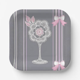 Roze & Grijze AI kunst Papieren Bordje