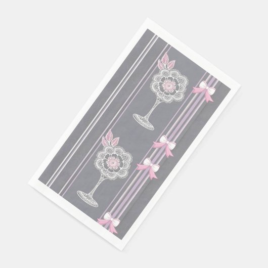 Roze & Grijze AI kunst Servet (Hoek)