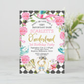 Roze grijze Alice in nederland 1ste verjaardag Kaart (Staand voorkant)