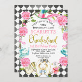 Roze grijze Alice in nederland 1ste verjaardag Kaart (Voorkant / Achterkant)