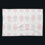 Roze & Grijze Argyle Patroon Monogram Keuken Handd Theedoek<br><div class="desc">Moderne en vrouwelijke keukenhanddoek met roze en grijs argyle patroon. Aanpassen door uw eigen monogram toe te voegen. Dit is een perfect cadeau voor een gepersonaliseerde housewarming en is perfect als een accent voor je keuken.</div>