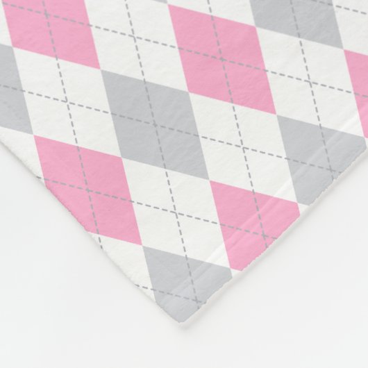 Roze grijze argyle Pattern Fleece Deken (Hoek)