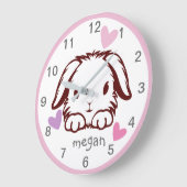  Roze Grijze Baby Dier Konijn Vlinder Slaapkamer Grote Klok (Hoek)