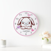  Roze Grijze Baby Dier Konijn Vlinder Slaapkamer Grote Klok (Huis)