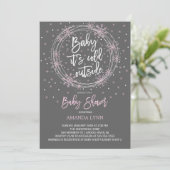 Roze Grijze Baby Het is Koud Buiten Baby shower Kaart (Staand voorkant)