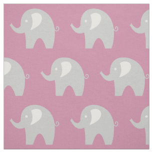 Roze grijze baby olifant patroon stof DIY textiel