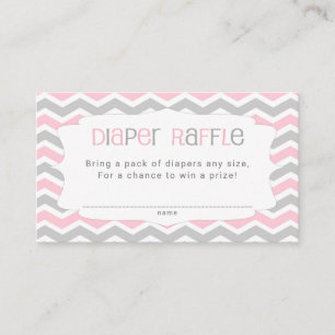 Roze grijze baby shower luier tombola tickets informatiekaartje