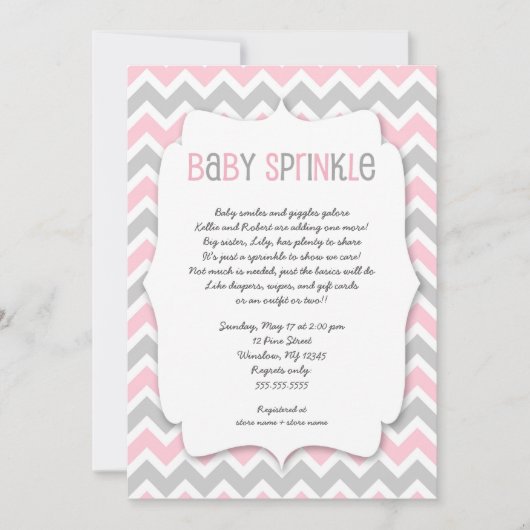 Roze Grijze Baby Sprinkle / meisje baby shower uit Kaart (Voorkant)