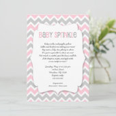 Roze Grijze Baby Sprinkle / meisje baby shower uit Kaart (Staand voorkant)
