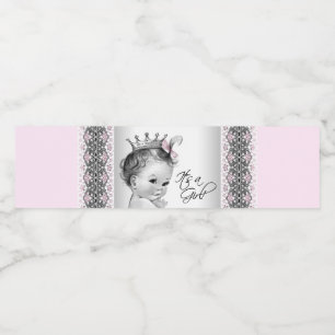 Roze grijze babymeisje waterfleslabels waterfles etiket