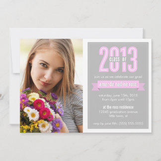 Roze grijze banner Klasse van 2013 Foto Afstuderen Kaart