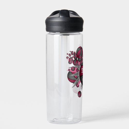 roze, grijze basketbal van een sportief meisje waterfles (Voorkant)