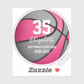 Roze grijze basketbalploeg kleuren meiden sticker (Vel)